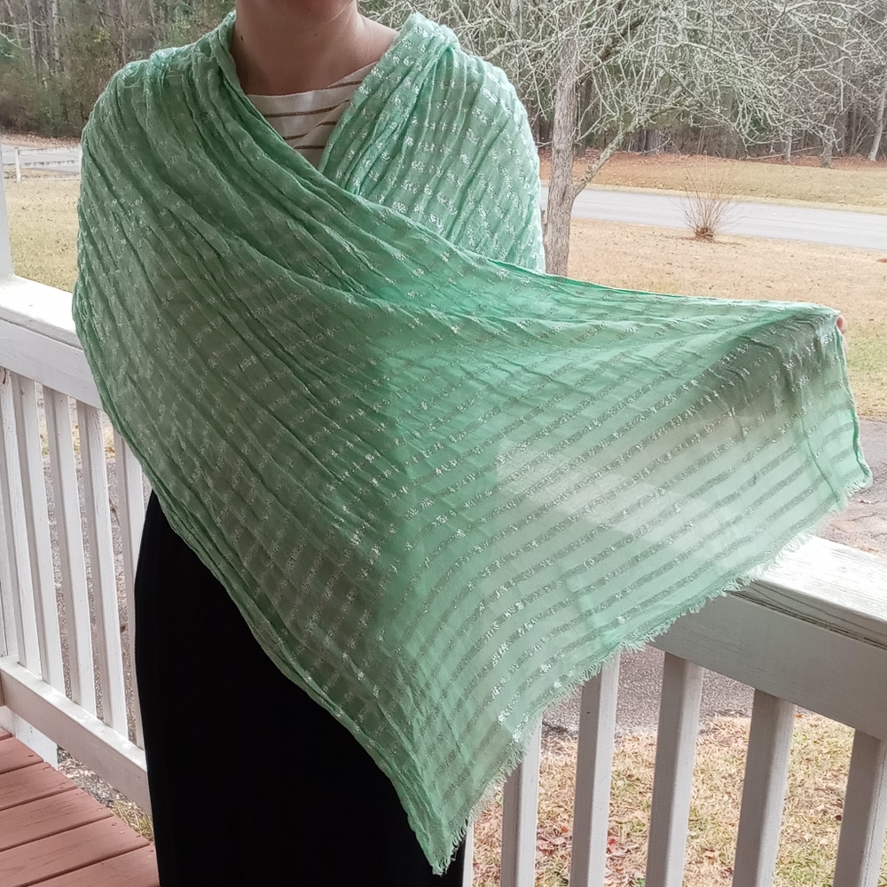 Silver and green scarf